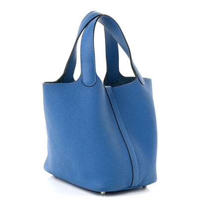 Hermes Taurillon Clemence Picotin Lock 18 PM Bleu Zellige 2 of 9