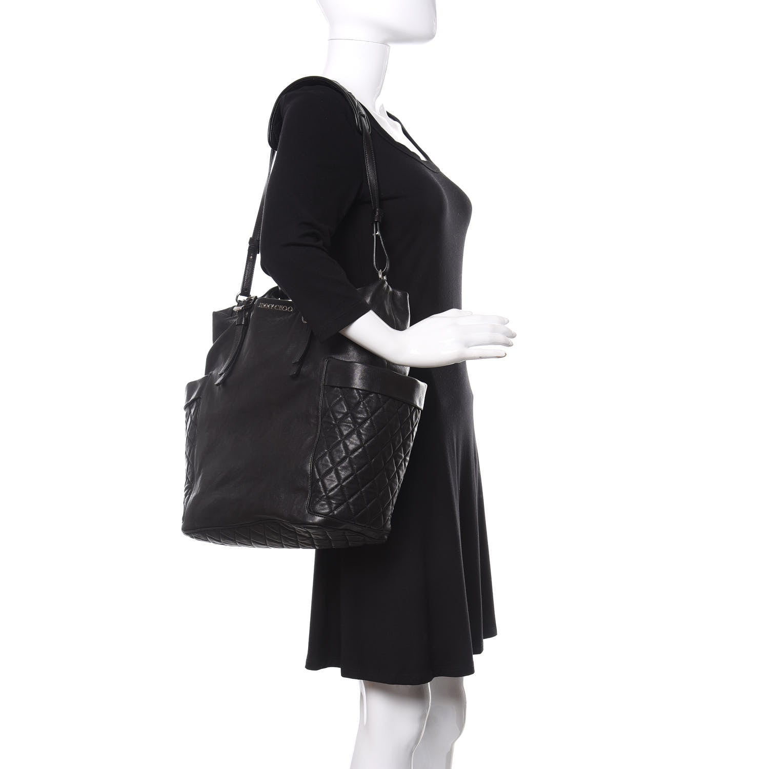 Jimmy Choo Lambskin Chain Embellished Blare Tote Black 2 of 9