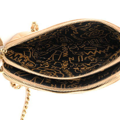 Chanel Metallic Lambskin Quilted Graffiti Small Clutch With Chain Gold 5 of 12