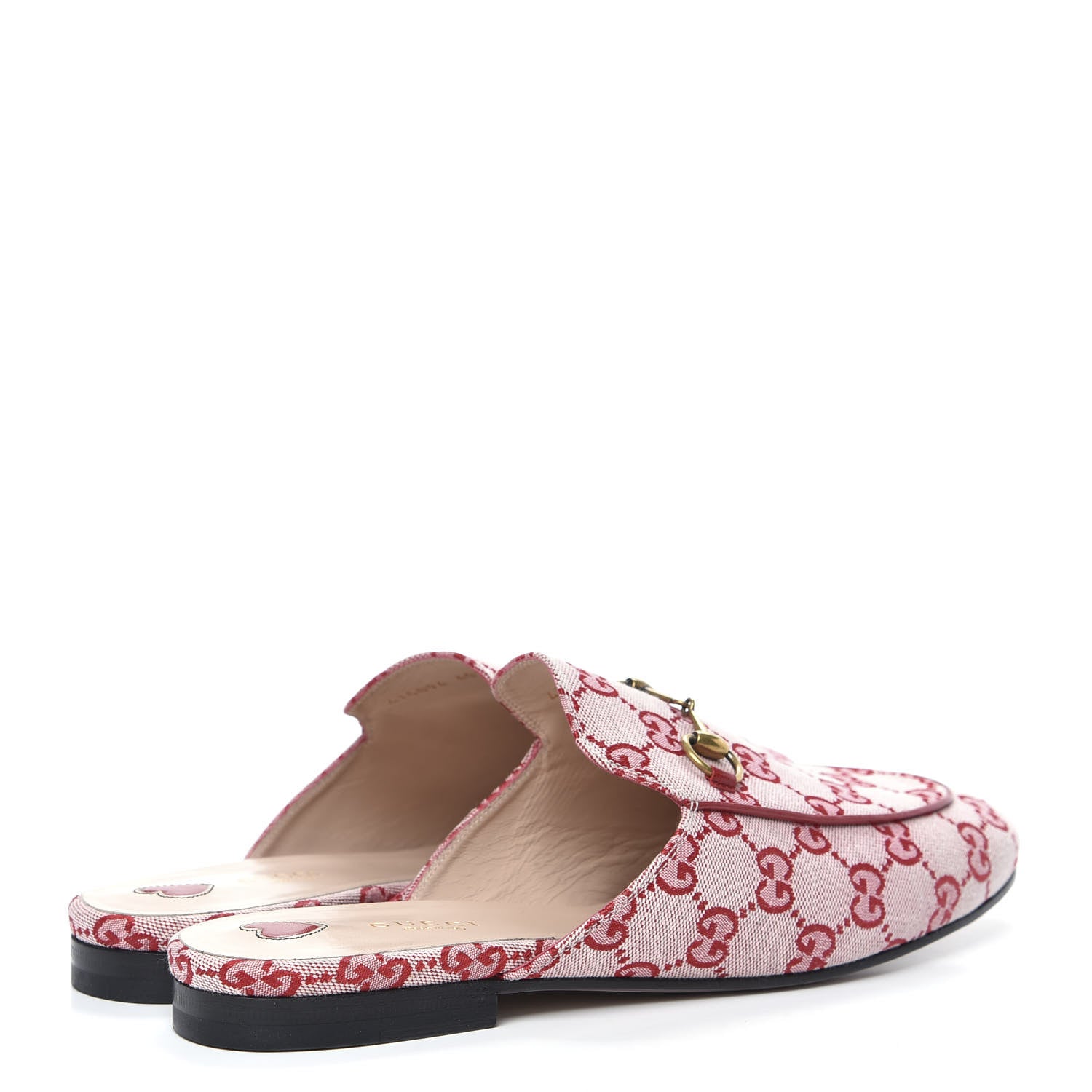 Gucci Canvas GG Monogram Horsebit Womens Princetown Slippers 40.5 Gardenia Hibiscus Red 4 of 8