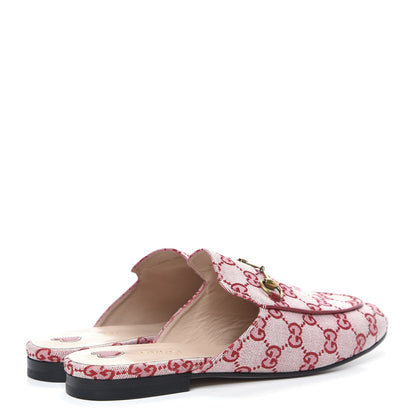 Gucci Canvas GG Monogram Horsebit Womens Princetown Slippers 40.5 Gardenia Hibiscus Red 4 of 8