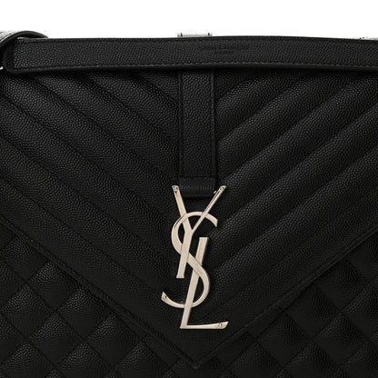 Saint Laurent Grain De Poudre Textured Mixed Matelasse Large Triquilt Monogram Satchel Black 8 of 13