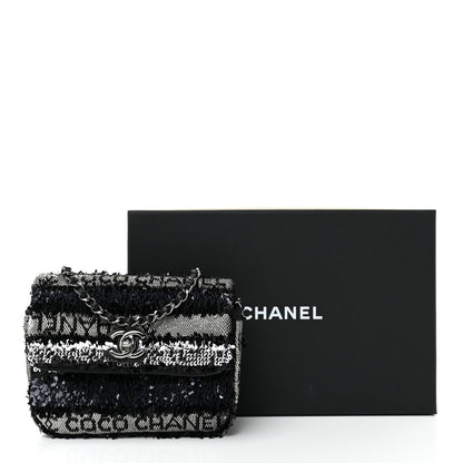 Chanel Sequin COCO Clutch With Chain Black Silver 13 of 13