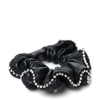 Chanel Lambskin Crystal CC Hair Scrunchie Black Silver 3 of 4