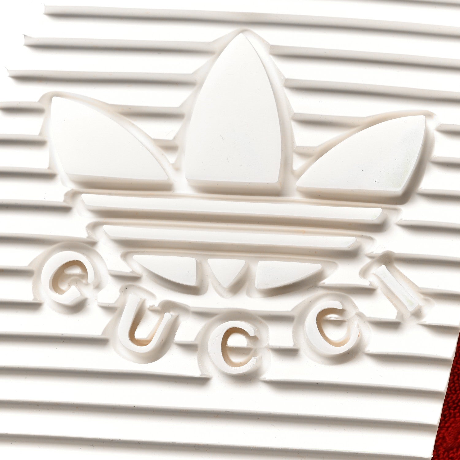 Gucci X ADIDAS Terry Cloth Trefoil GG Monogram Mens Platform Sandals 9 Maple Red Off White 6 of 8