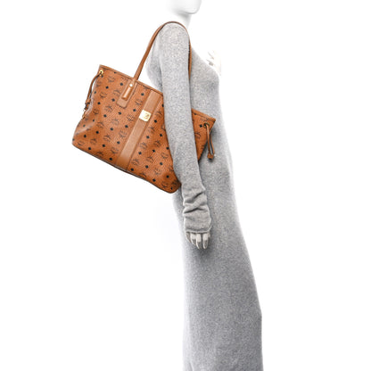 MCM Visetos Medium Liz Reversible Shopper Tote Cognac 2 of 9