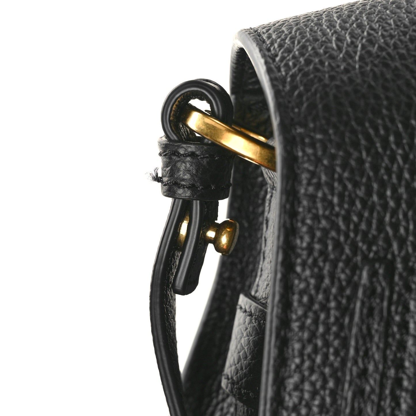 Grained Calfskin Medium Marcie Round Crossbody Bag Black