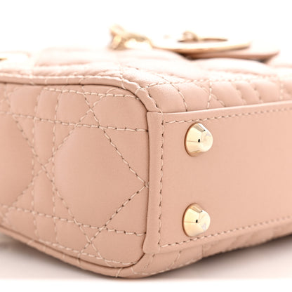 Christian Dior Lambskin Cannage Micro Lady Dior Rose Des Vents 9 of 11
