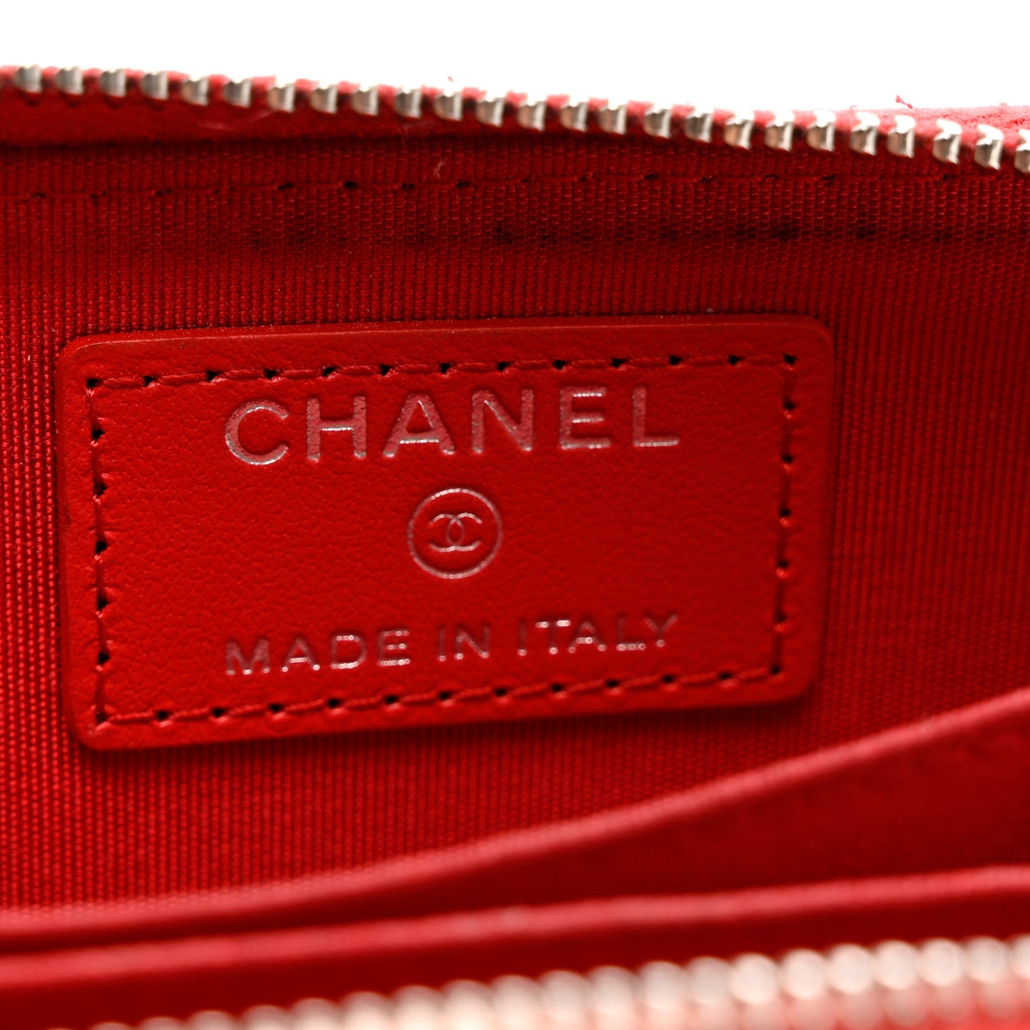 Caviar Camellia Embossed Zip Coin Purse Red