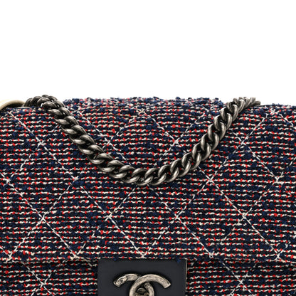 Chanel Tweed Quilted Medium Single Flap Blue Multicolor 8 of 16