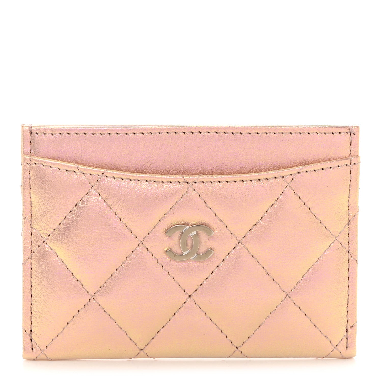 Chanel Iridescent Calfskin Quilted Card Holder Pink 1 of 9