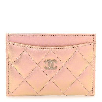 Chanel Iridescent Calfskin Quilted Card Holder Pink 1 of 9