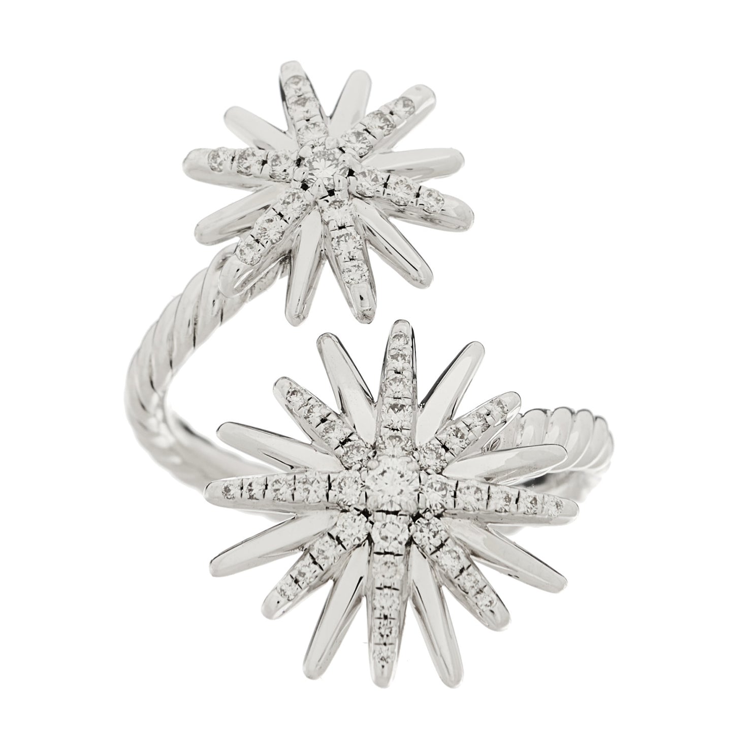 Sterling Silver Diamond 28mm Open Starburst Ring 54 6.75