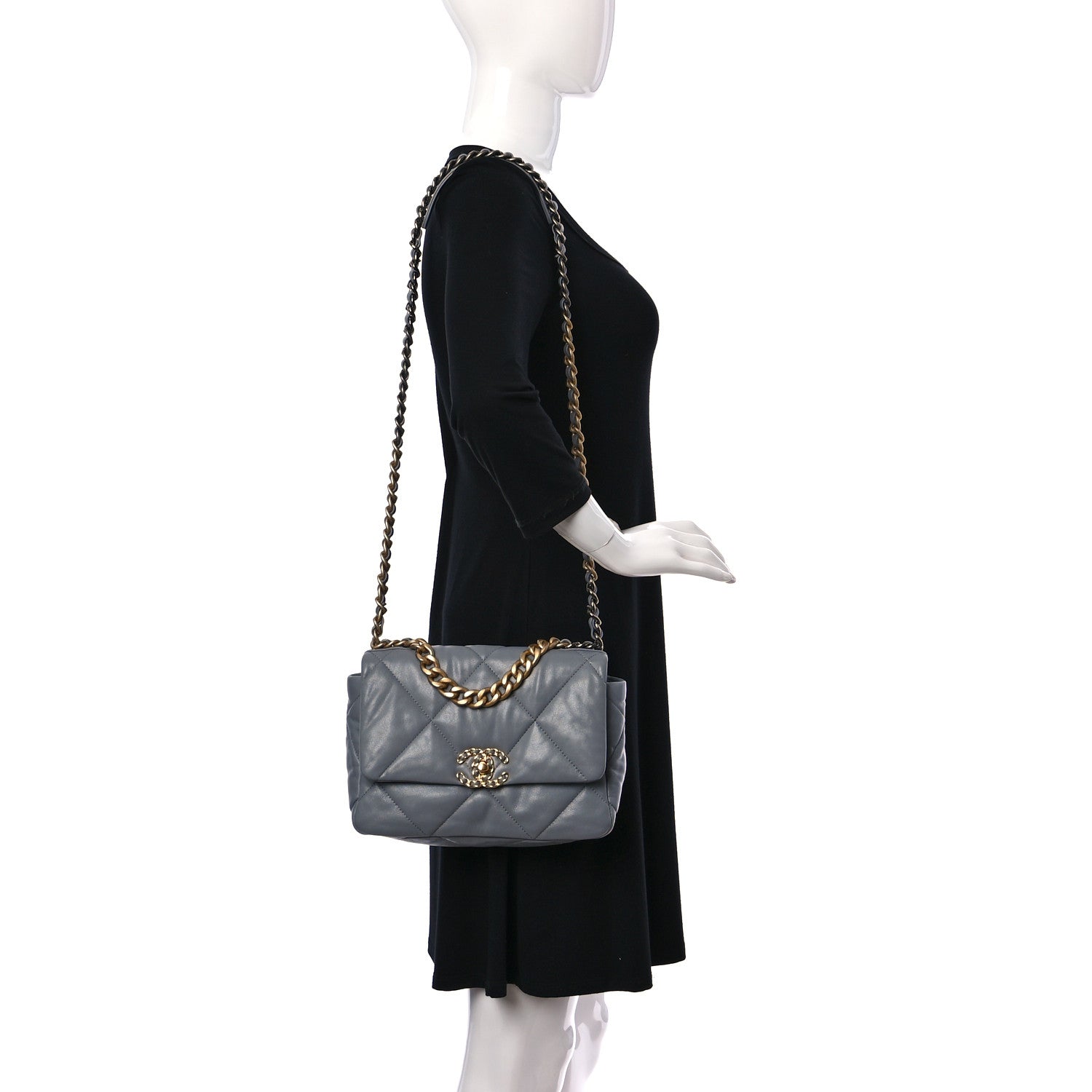 Chanel Lambskin Quilted Medium Chanel 19 Flap Dark Grey 2 of 9