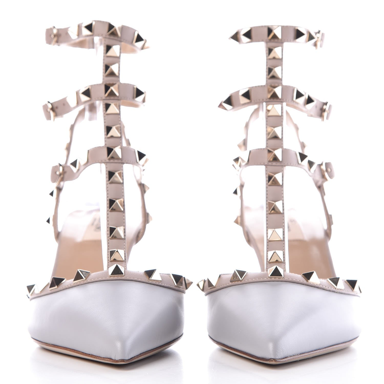 Valentino Garavani Calfskin Nappa Rockstud Ankle Strap 65mm Pumps 39 Pastel Grey Poudre 2 of 9