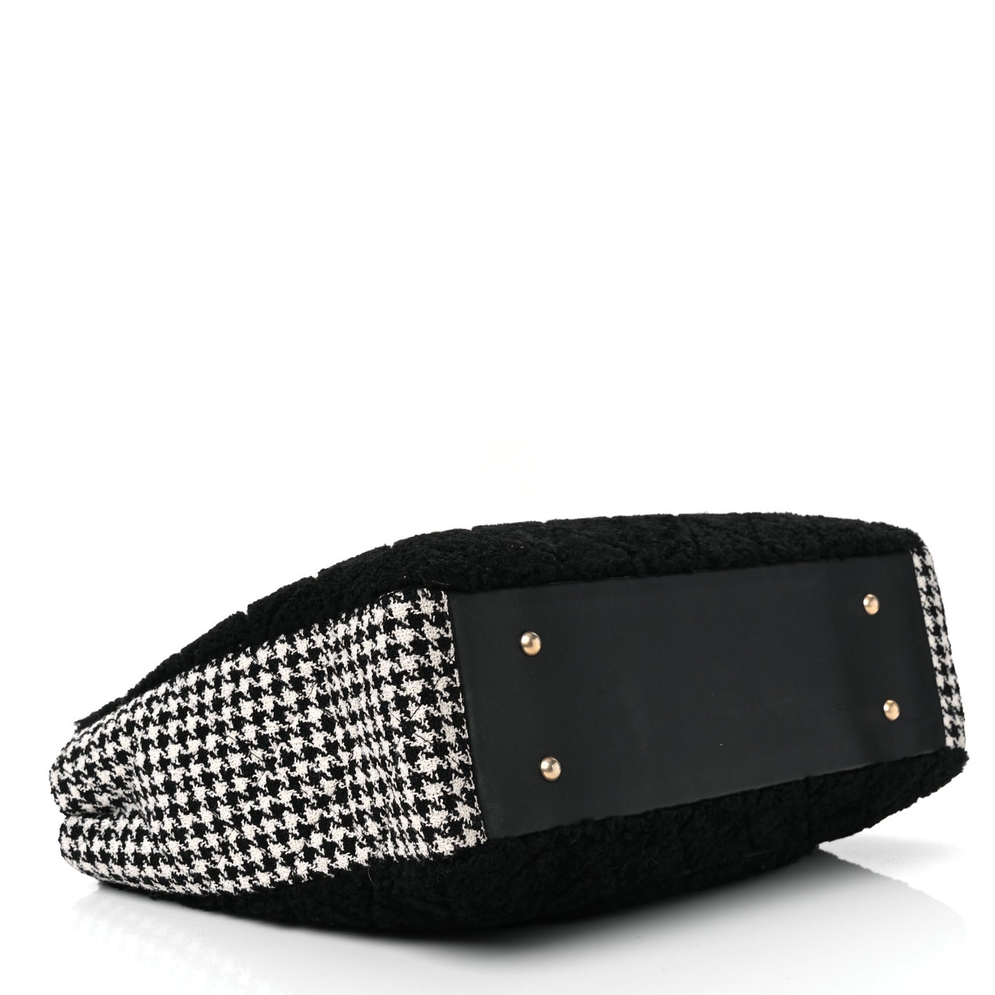 Shearling Tweed Shopper Tote Black