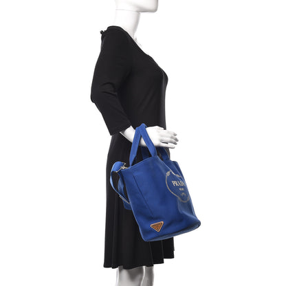 Prada Canapa Small Shopping Tote Cobalto 2 of 14