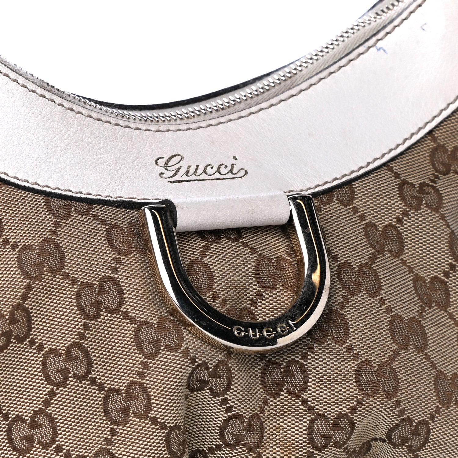 Gucci Monogram Medium D Gold Ring Hobo White 8 of 8