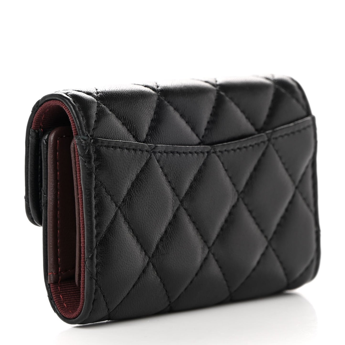 Lambskin Quilted 4 Key Holder Black
