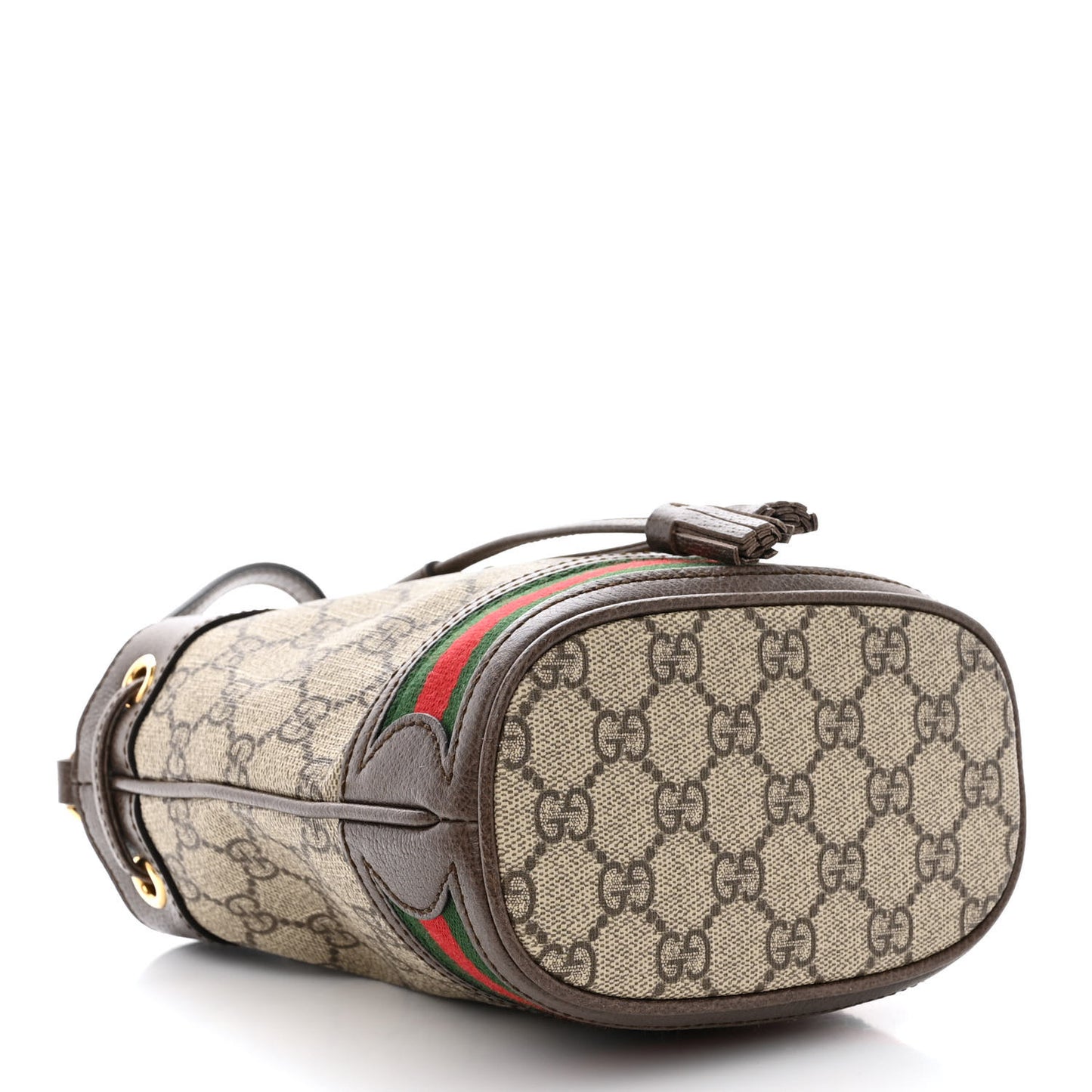 GG Supreme Monogram Web Mini Ophidia Bucket Bag Brown