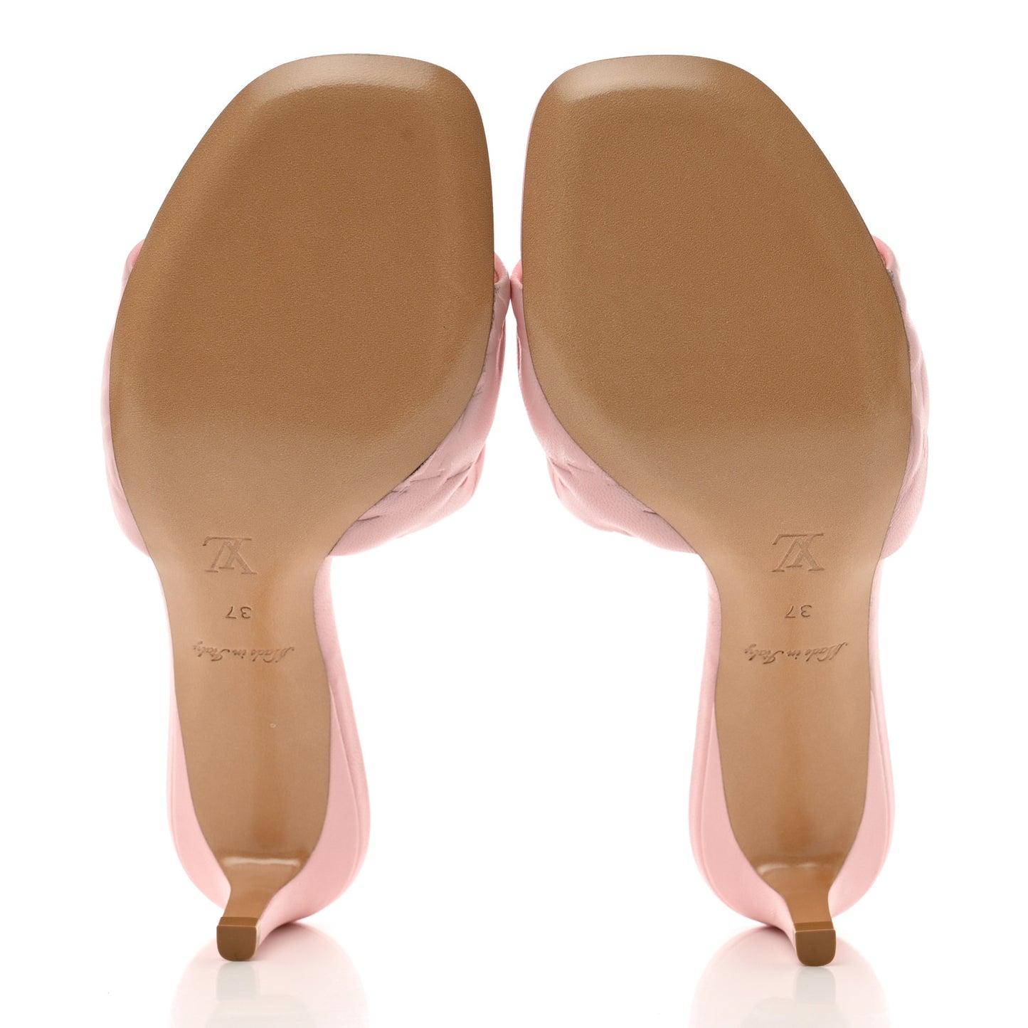 Lambskin Embossed Monogram Revival Mid Heel Mules 37 Rose Claire