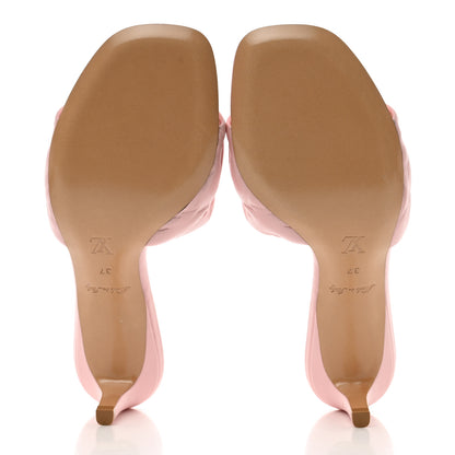 Louis Vuitton Lambskin Embossed Monogram Revival Mid Heel Mules 37 Rose Claire 5 of 9