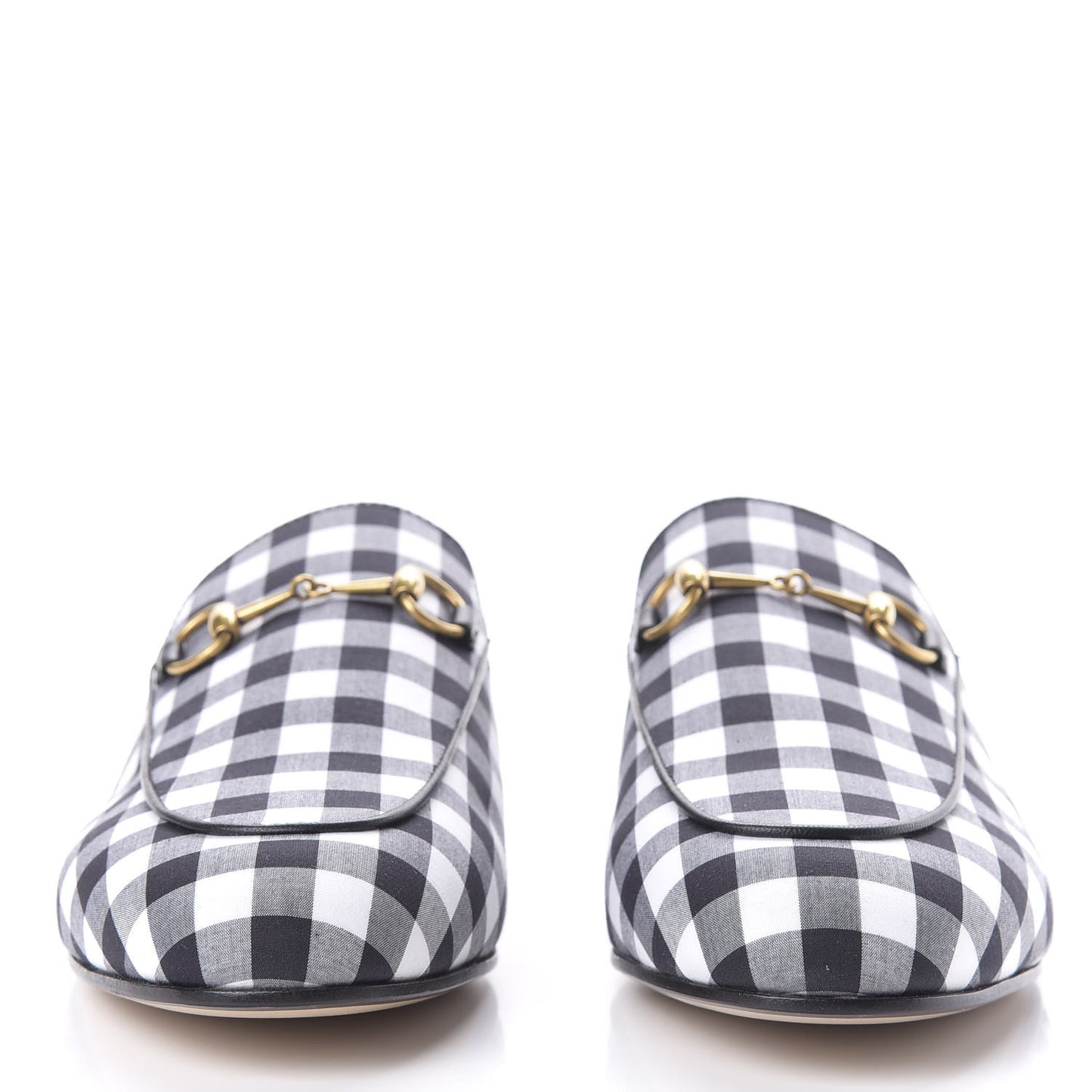 Cotton Gingham Womens Princetown Slippers 38.5 White Black