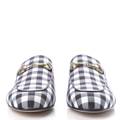 Gucci Cotton Gingham Womens Princetown Slippers 38.5 White Black 2 of 10