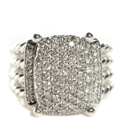 David Yurman Sterling Silver Diamond 16mm Wheaton Ring 54 7 1 of 5