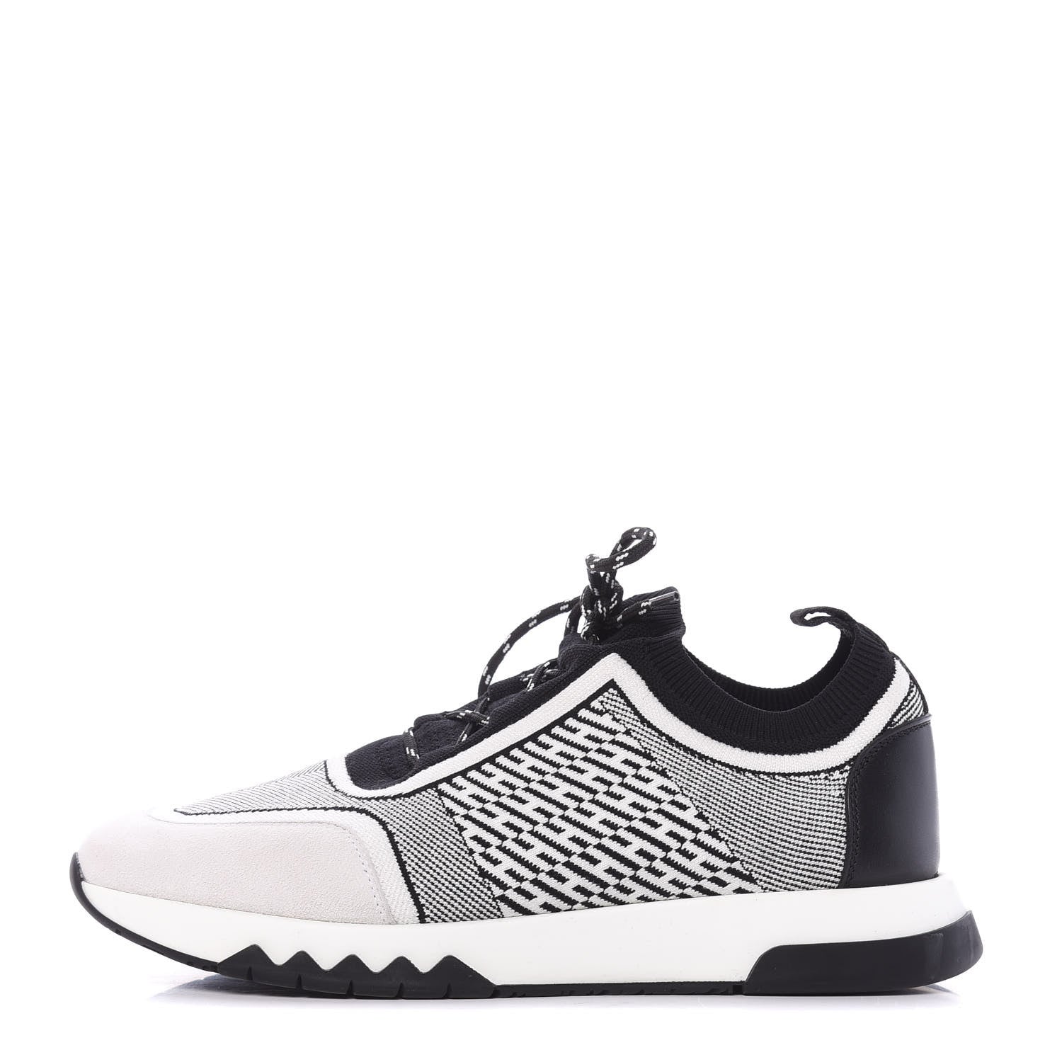 Hermes Knit Bi-Color Womens Addict Sneakers 38.5 Black White 1 of 9