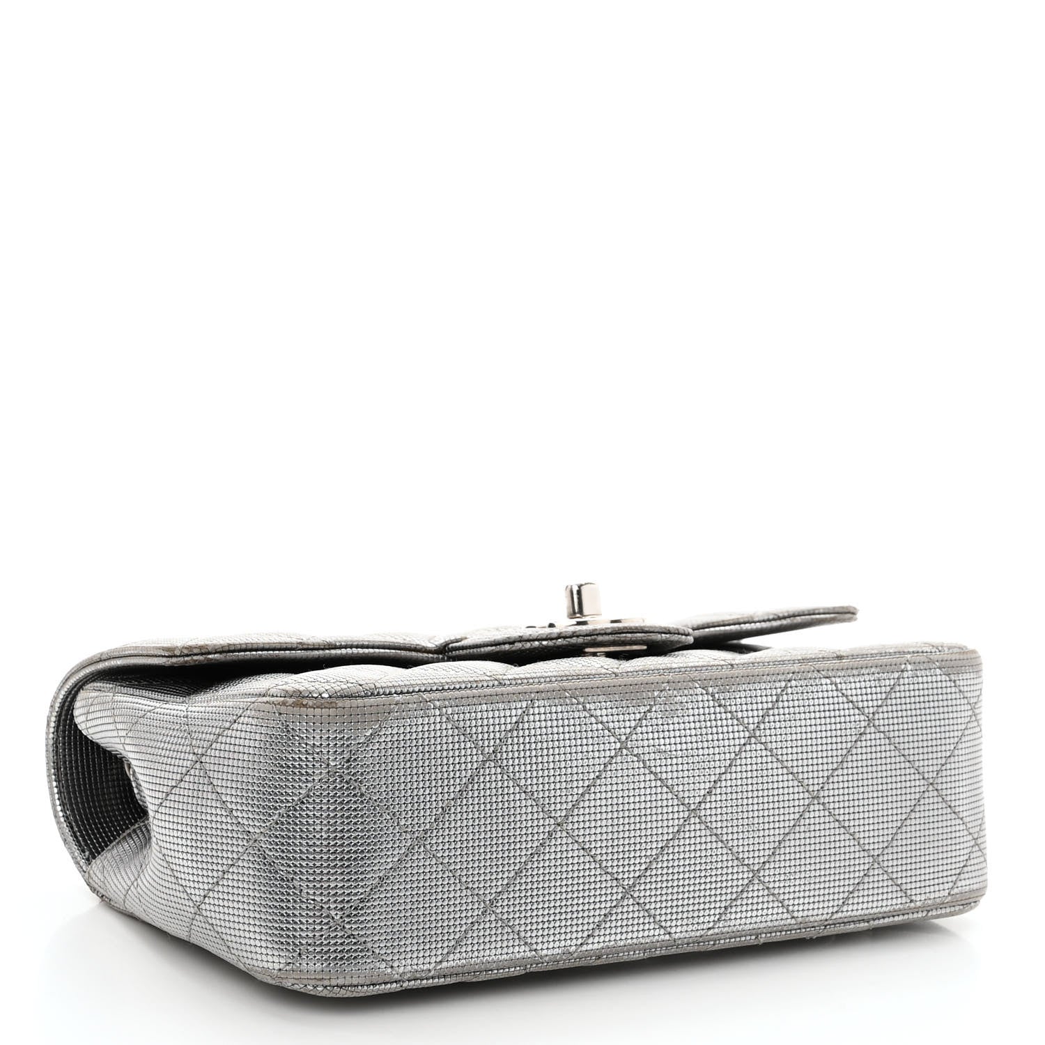 Chanel Metallic Calfskin Quilted Pixel Effect Mini Rectangular Flap Dark Silver 4 of 13