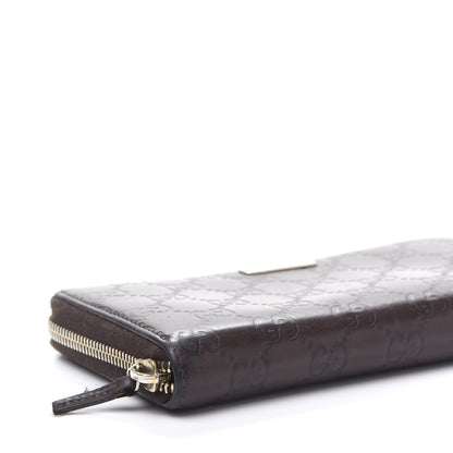 Gucci Guccissima Margaux Calfskin Metal Bar Zip Around Wallet Chocolate 8 of 13