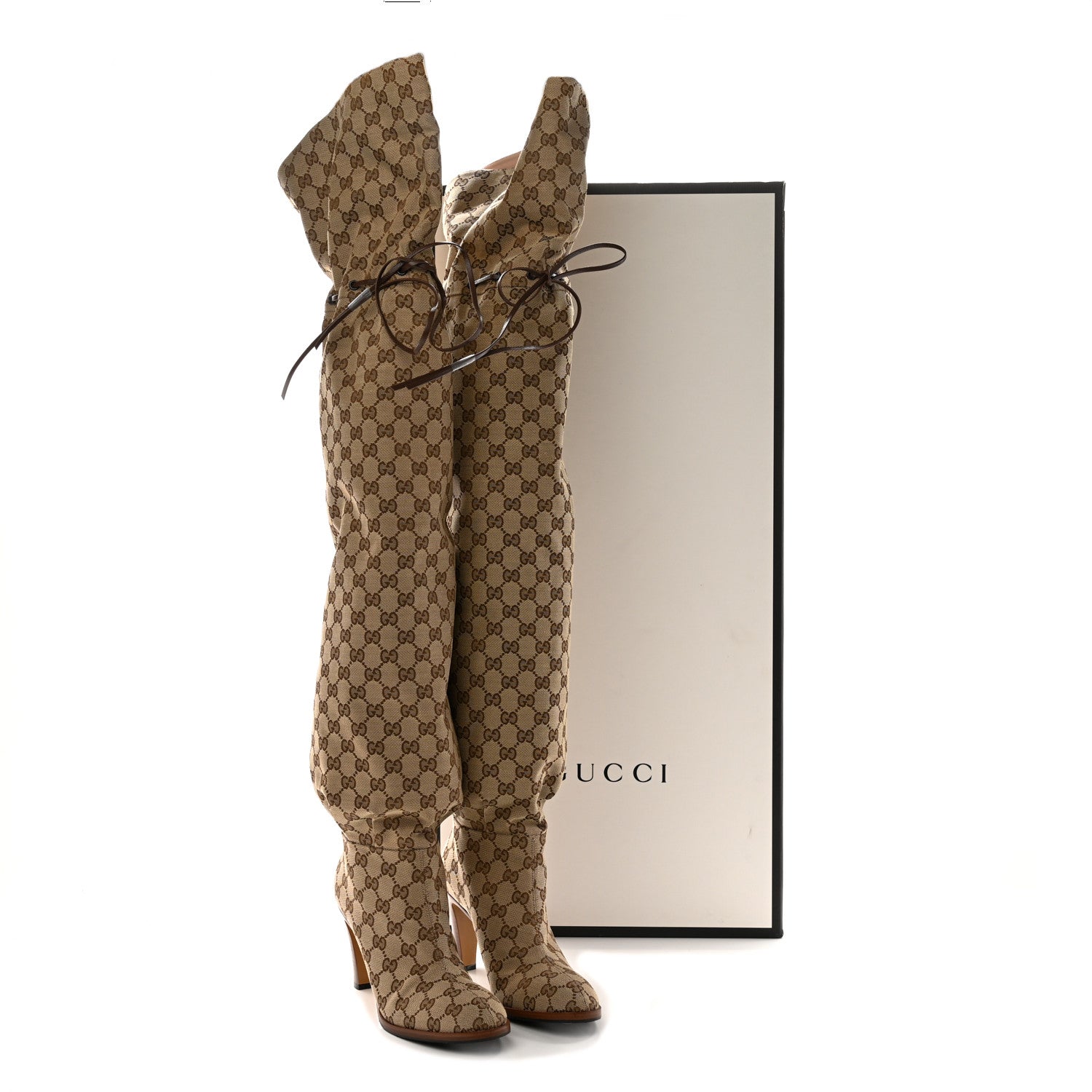 Gucci Monogram Over the Knee Boots 39.5 Beige Ebony 12 of 12