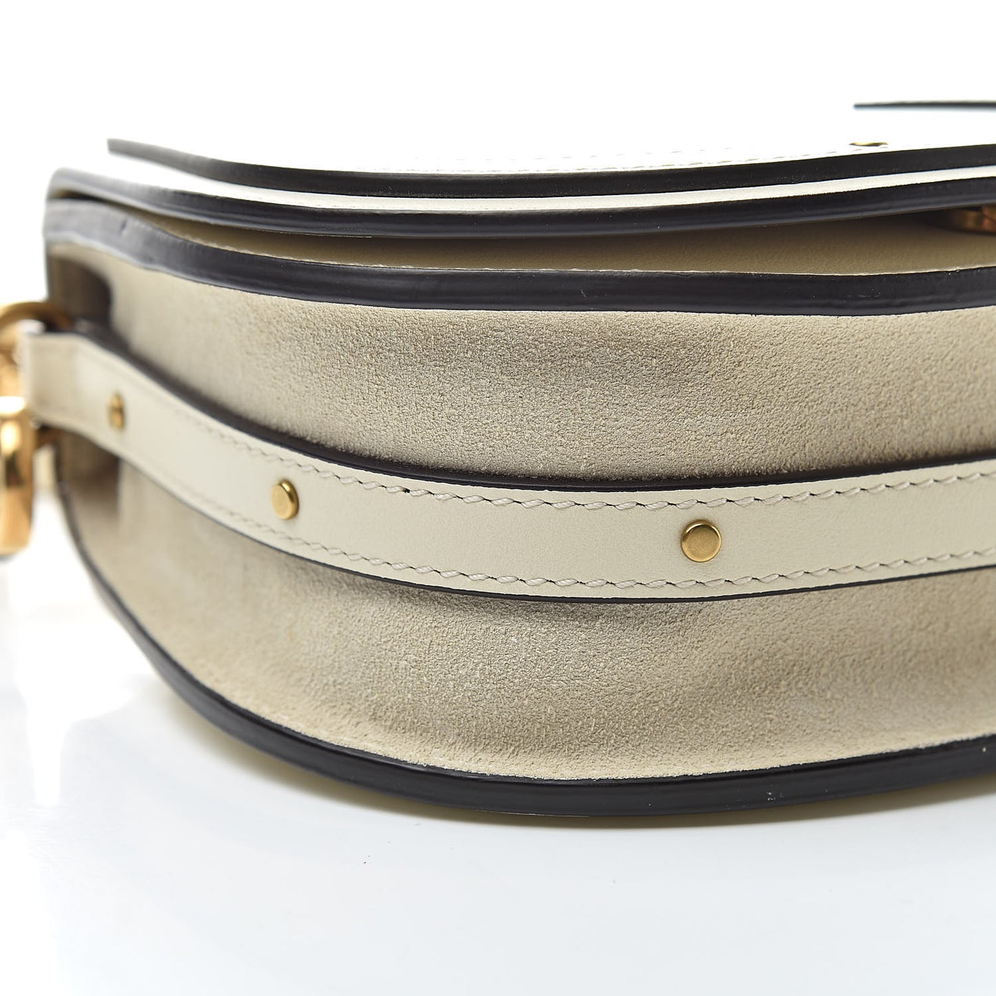 Calfskin Suede Small Nile Bracelet Bag Off White