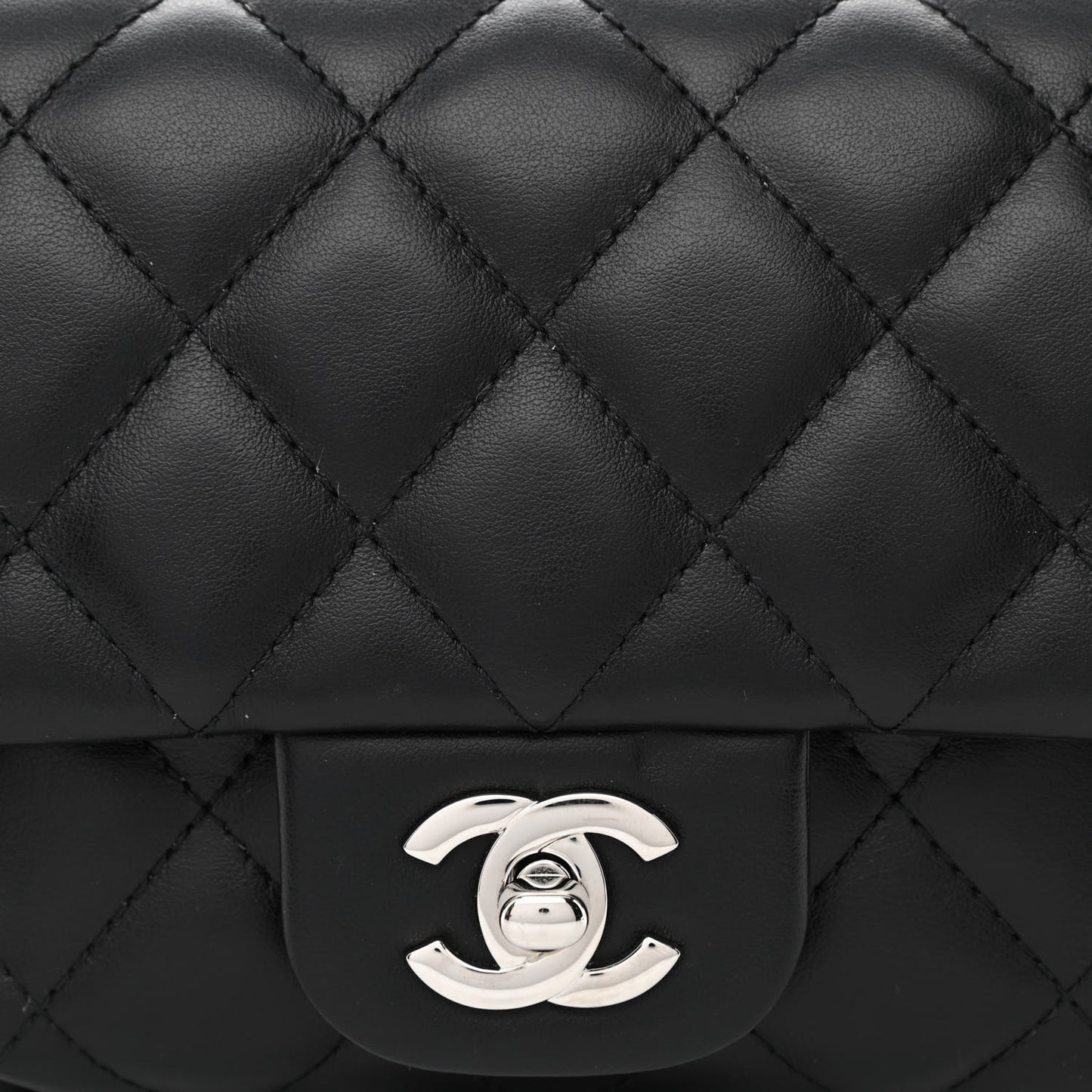 Calfskin Quilted CC Uniform Flap Belt Bag Black