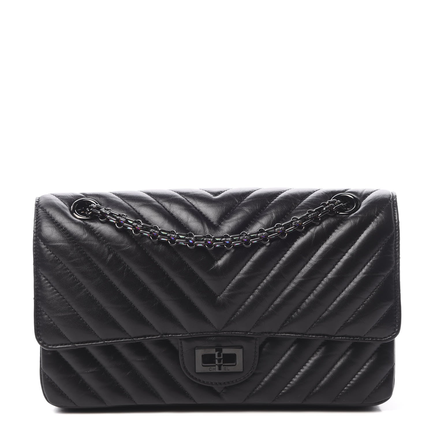 Chanel Aged Calfskin Chevron Quilted 2.55 Reissue 225 Flap So Black 1 of 12