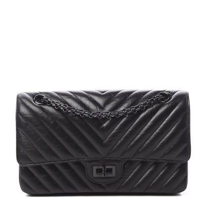 Chanel Aged Calfskin Chevron Quilted 2.55 Reissue 225 Flap So Black 1 of 12