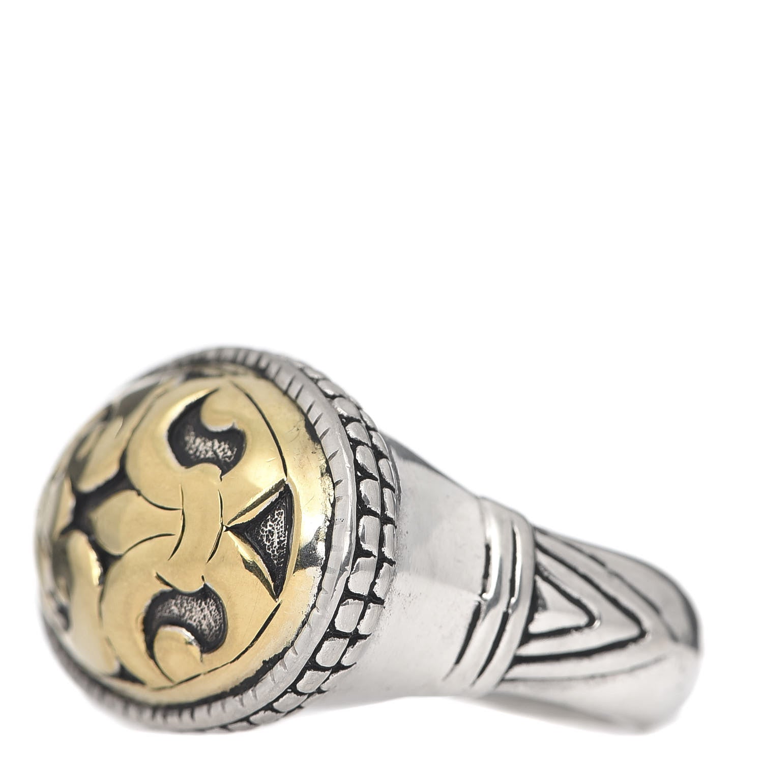 John Hardy Sterling Silver 18K Yellow Gold Fleur de Lis Ring 52 6 3 of 6