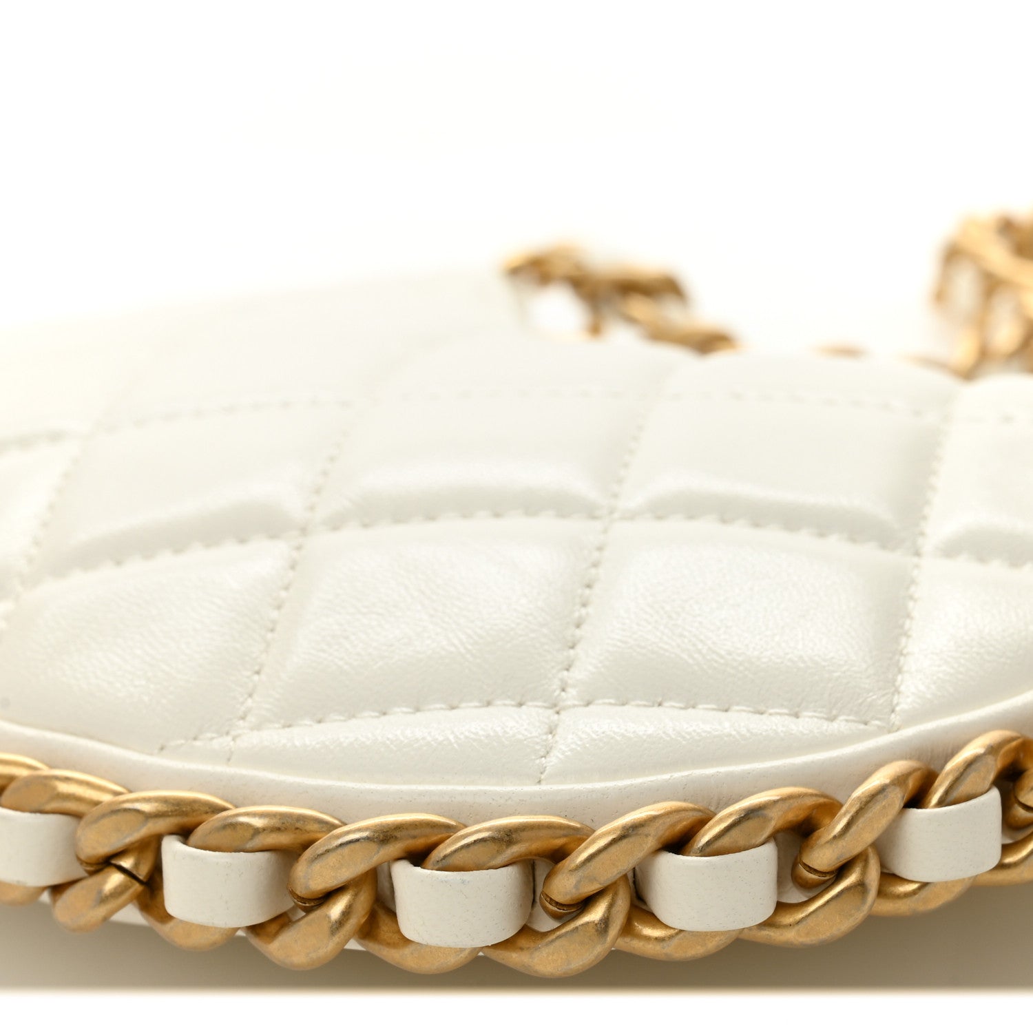 Chanel Shiny Crumpled Lambskin Quilted Trendy Chain Around Hobo White 10 of 12