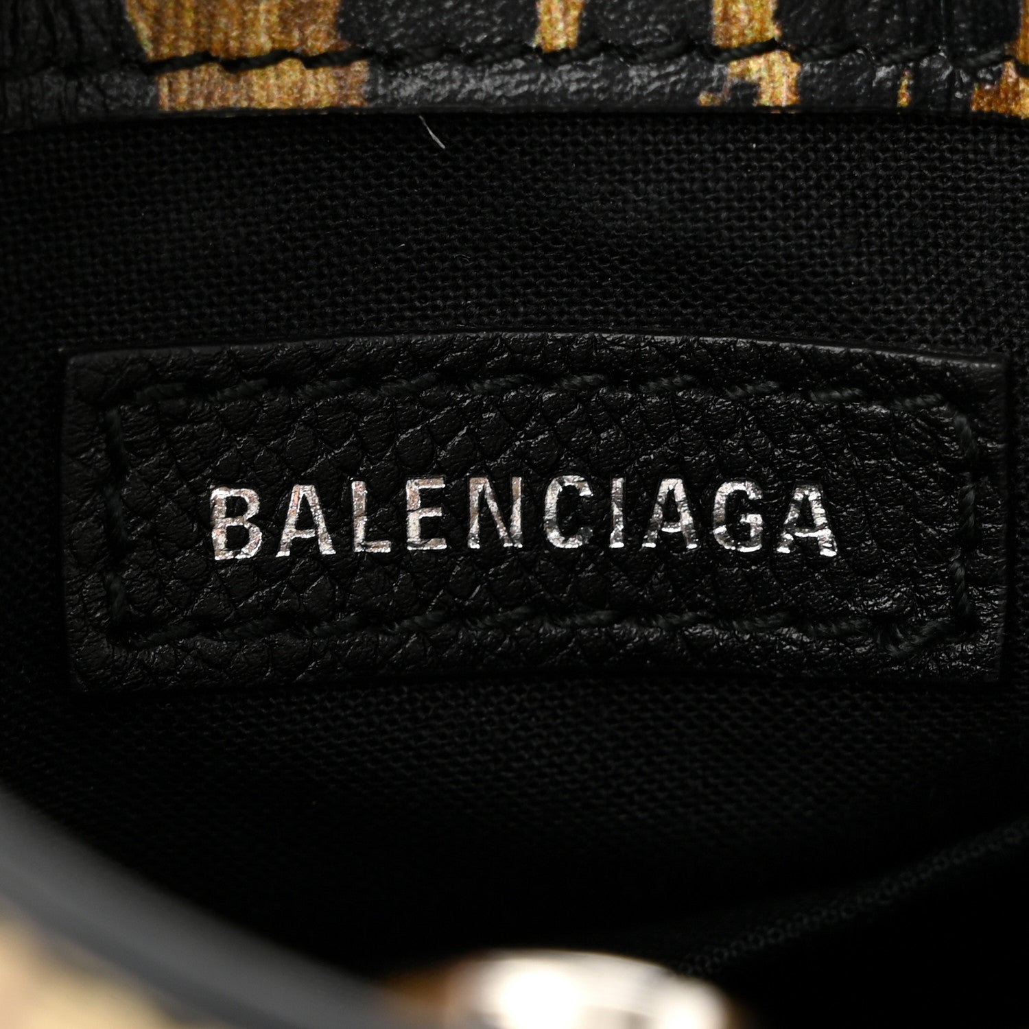 Balenciaga Smooth Calfskin Leopard Print Logo Shopping Phone Holder Bag Beige Black 6 of 11