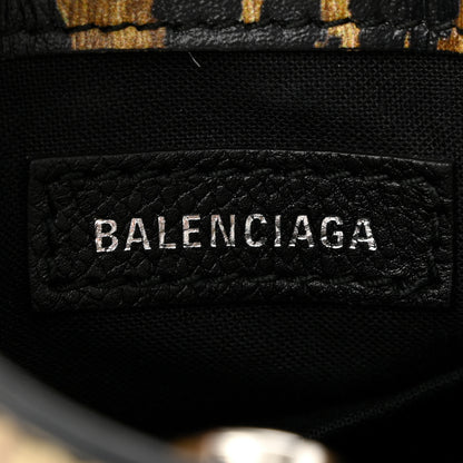 Balenciaga Smooth Calfskin Leopard Print Logo Shopping Phone Holder Bag Beige Black 6 of 11