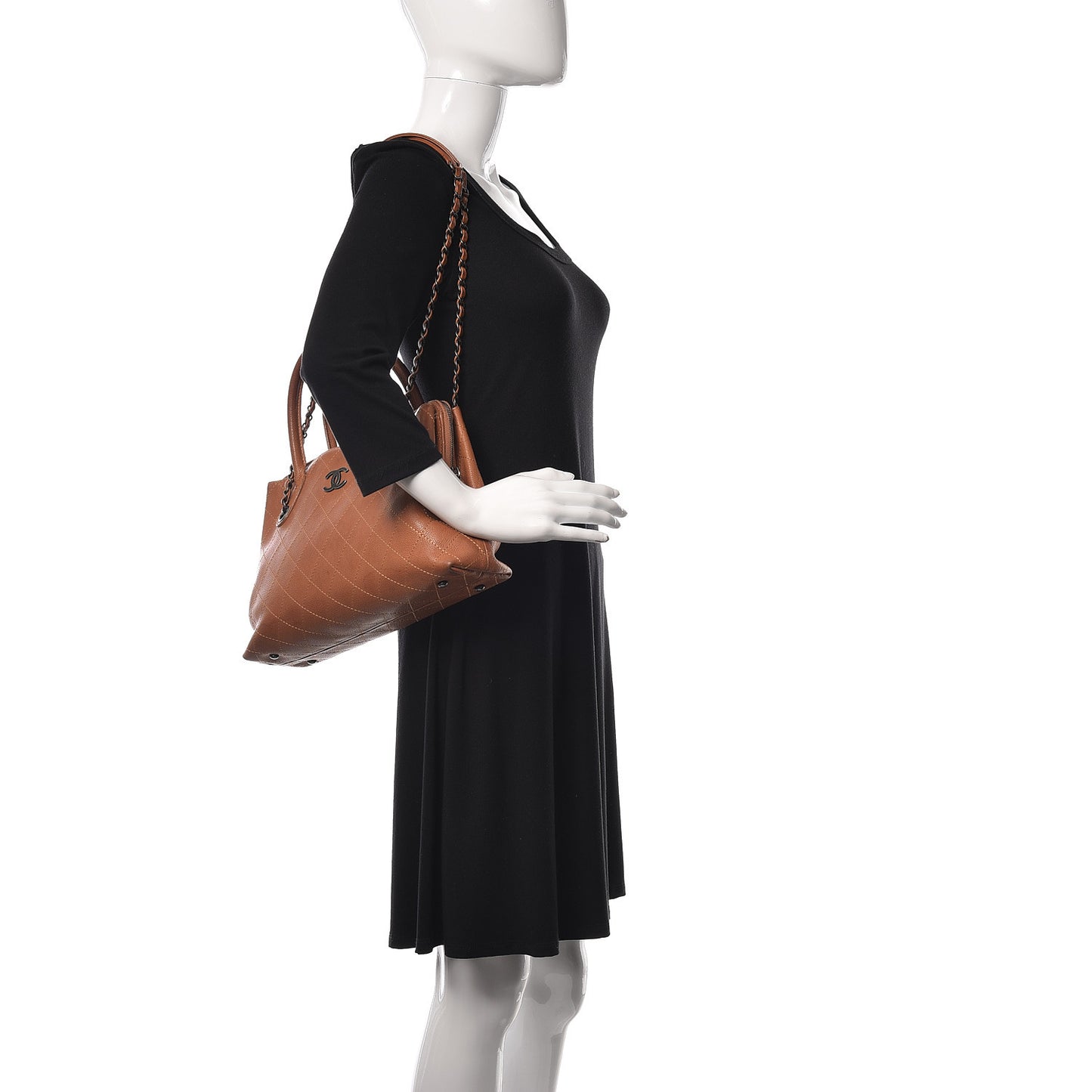 Grained Vegetal Calfskin Small Urban Shopping Tote Camel