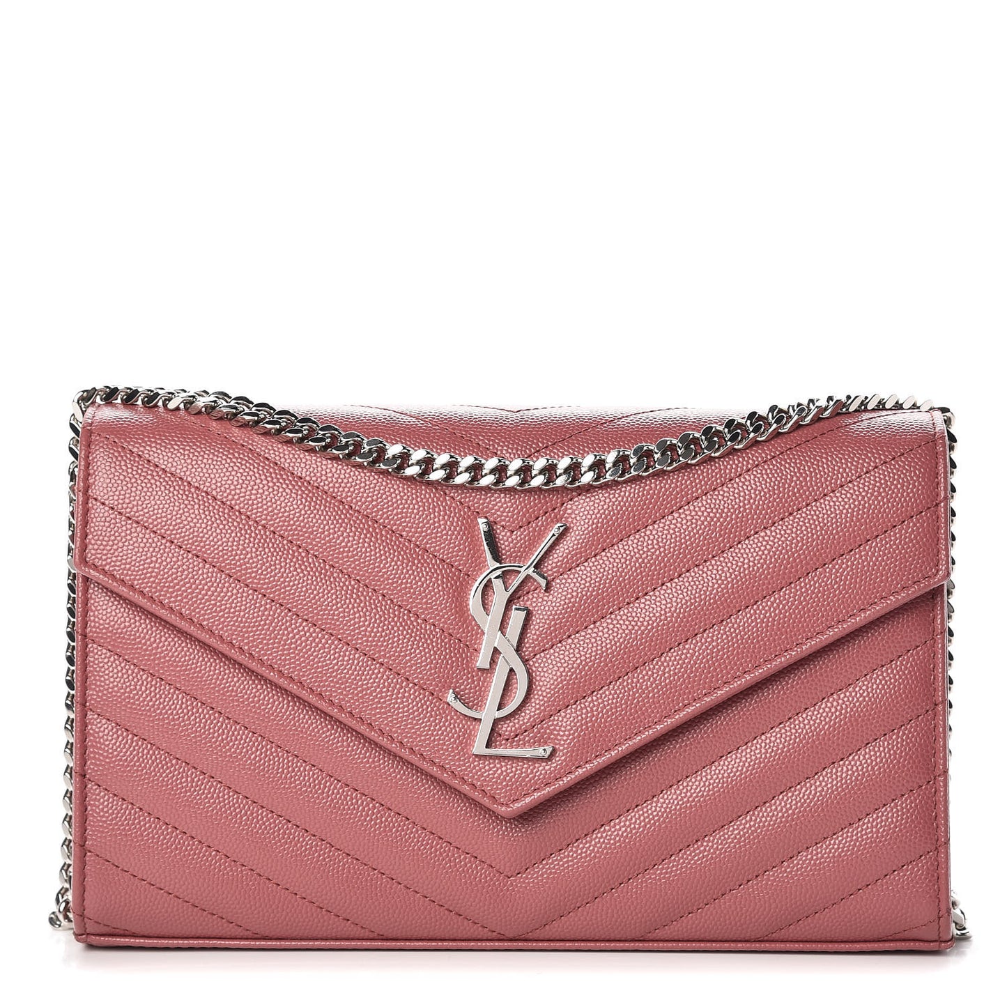 Grain De Poudre Matelasse Chevron Monogram Chain Wallet Mystic Rose