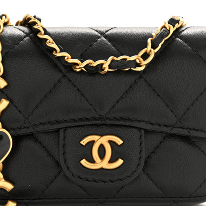 Chanel Lambskin Coco Enamel Quilted Mini Chain Belt Bag Black 9 of 11