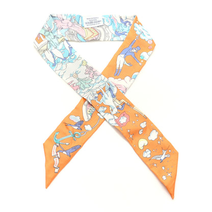 Hermes Silk Sur Mon Nuage Twilly Abricot Bleu Multicolor 1 of 4