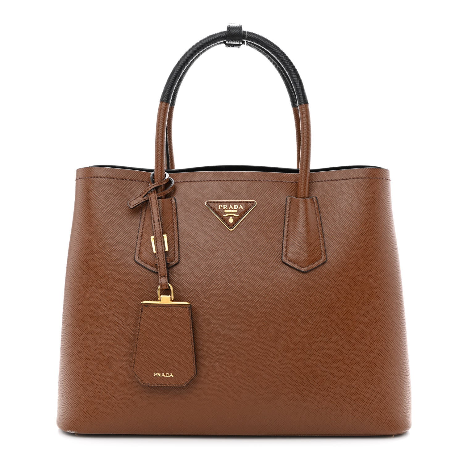 Prada Saffiano Cuir Bi-Color Medium Double Bag Palissandro Black 1 of 14