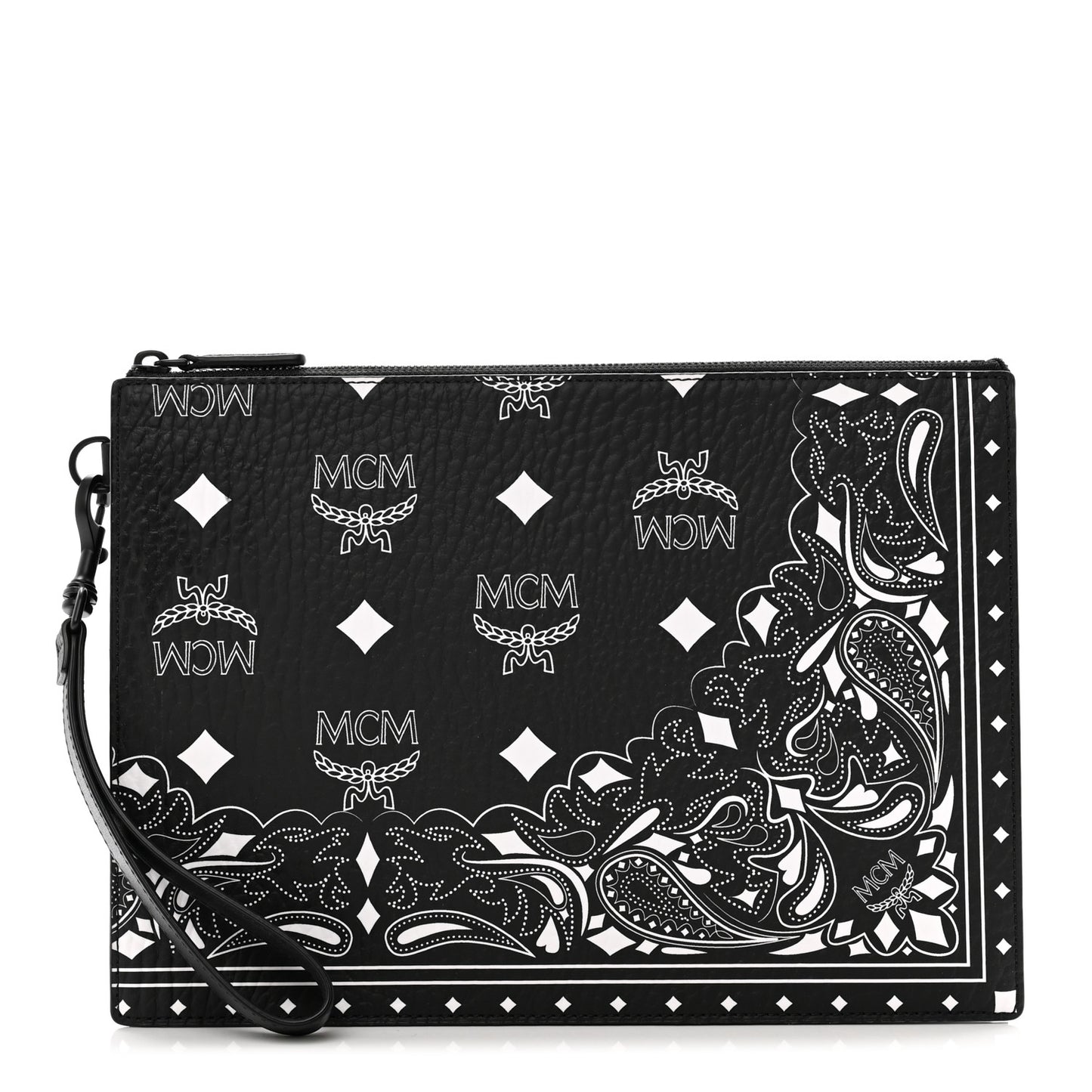 Visetos Bandana Wristlet Zip Pouch Black White
