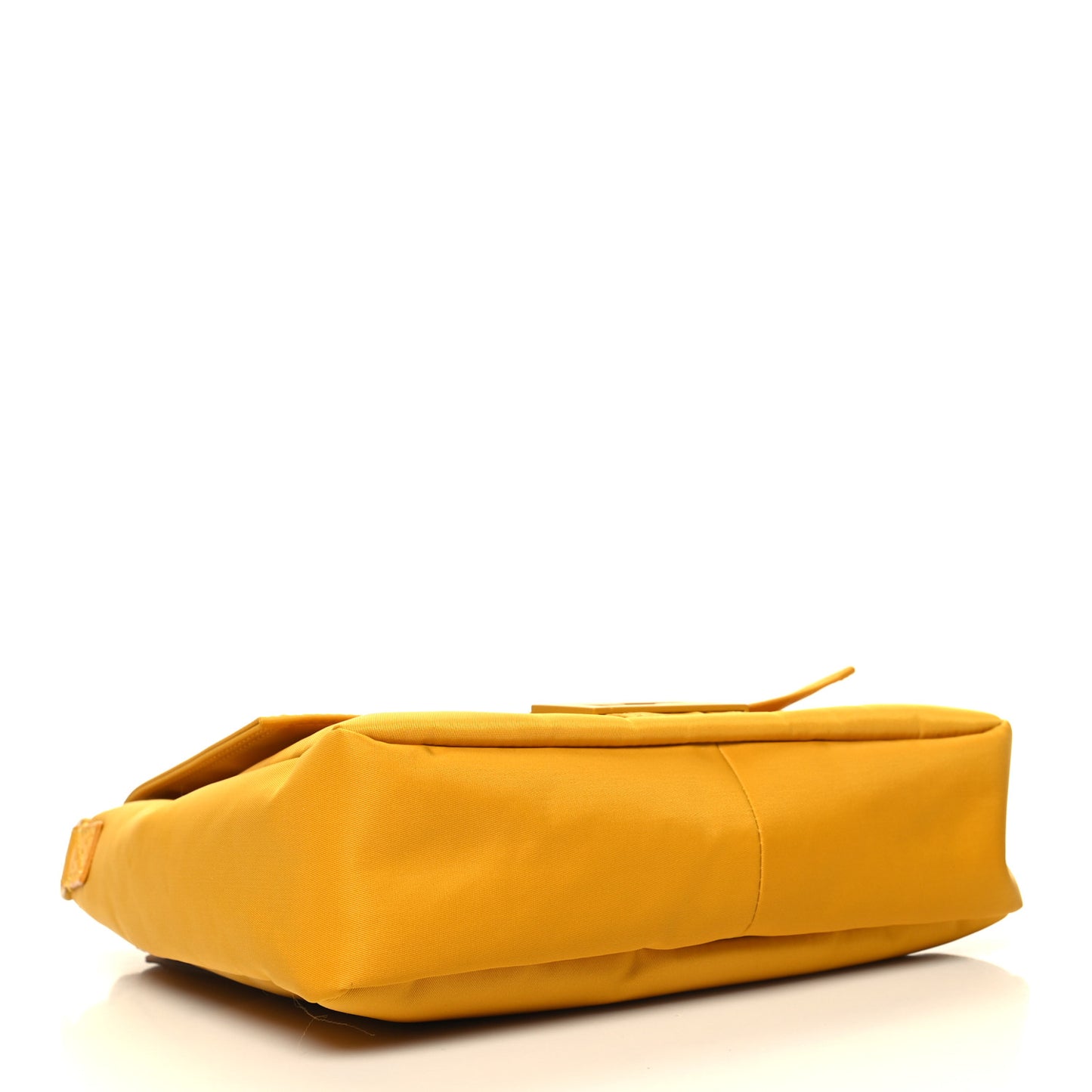 Econyl Nylon Cuoio Romano Monochrome Medium Baguette Messenger Bag Sunflower