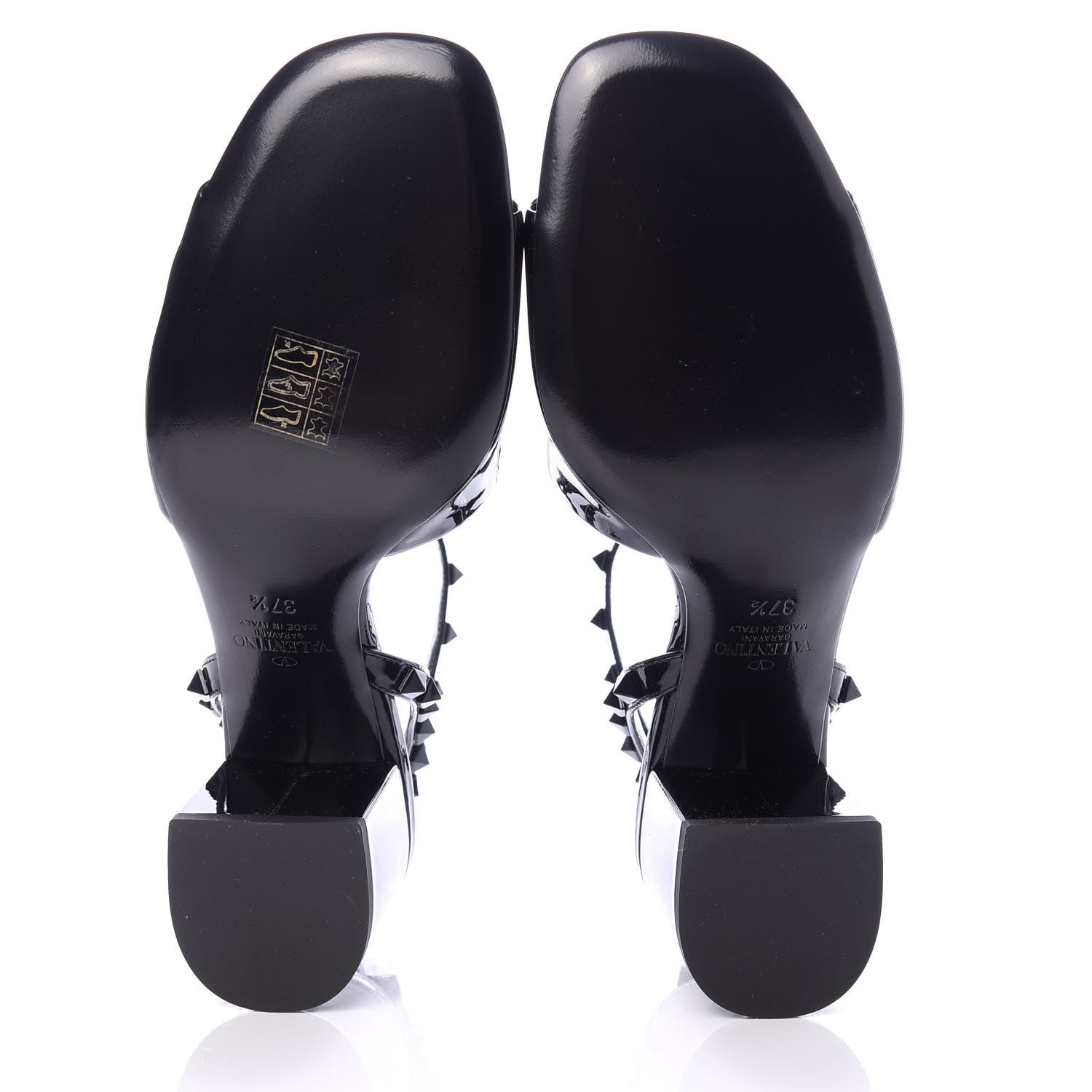 Valentino Garavani Patent Rockstud Block Ankle Strap 60mm Sandals 37.5 Black 5 of 9