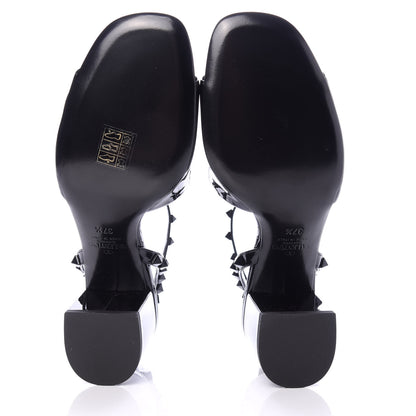 Valentino Garavani Patent Rockstud Block Ankle Strap 60mm Sandals 37.5 Black 5 of 9